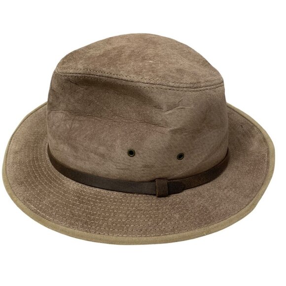 HENSCHEL Mens Outback Hat Size Large Brown Faux Suede Aussie Cowboy - Picture 2 of 13